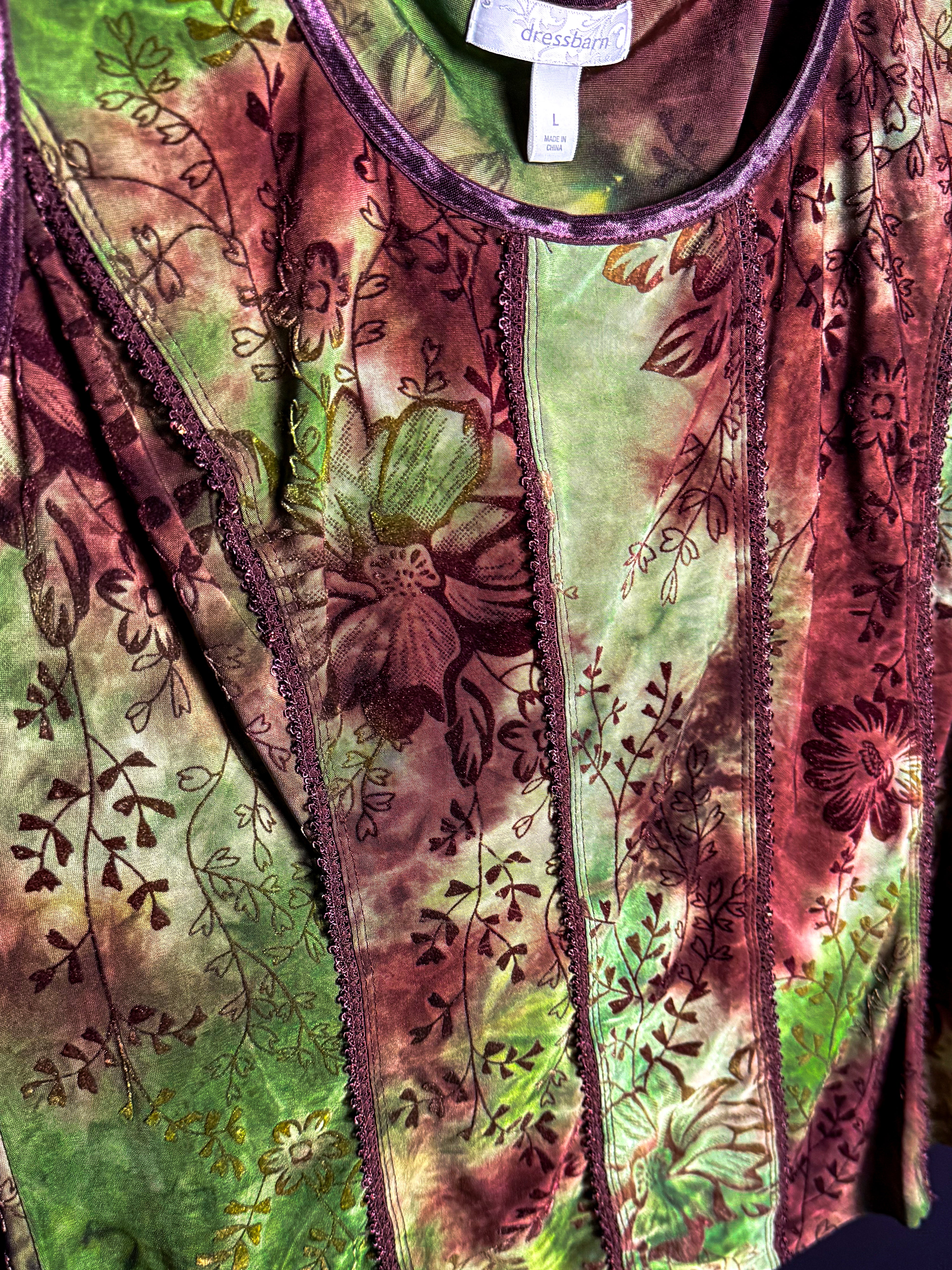 Top de tirantes floral verde y marrón estilo "Fairy Core"