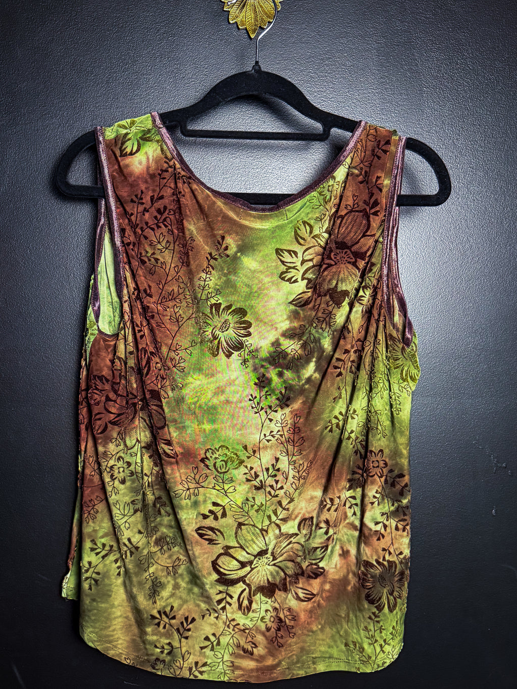 Fairy Core Green and Brown Floral Tank