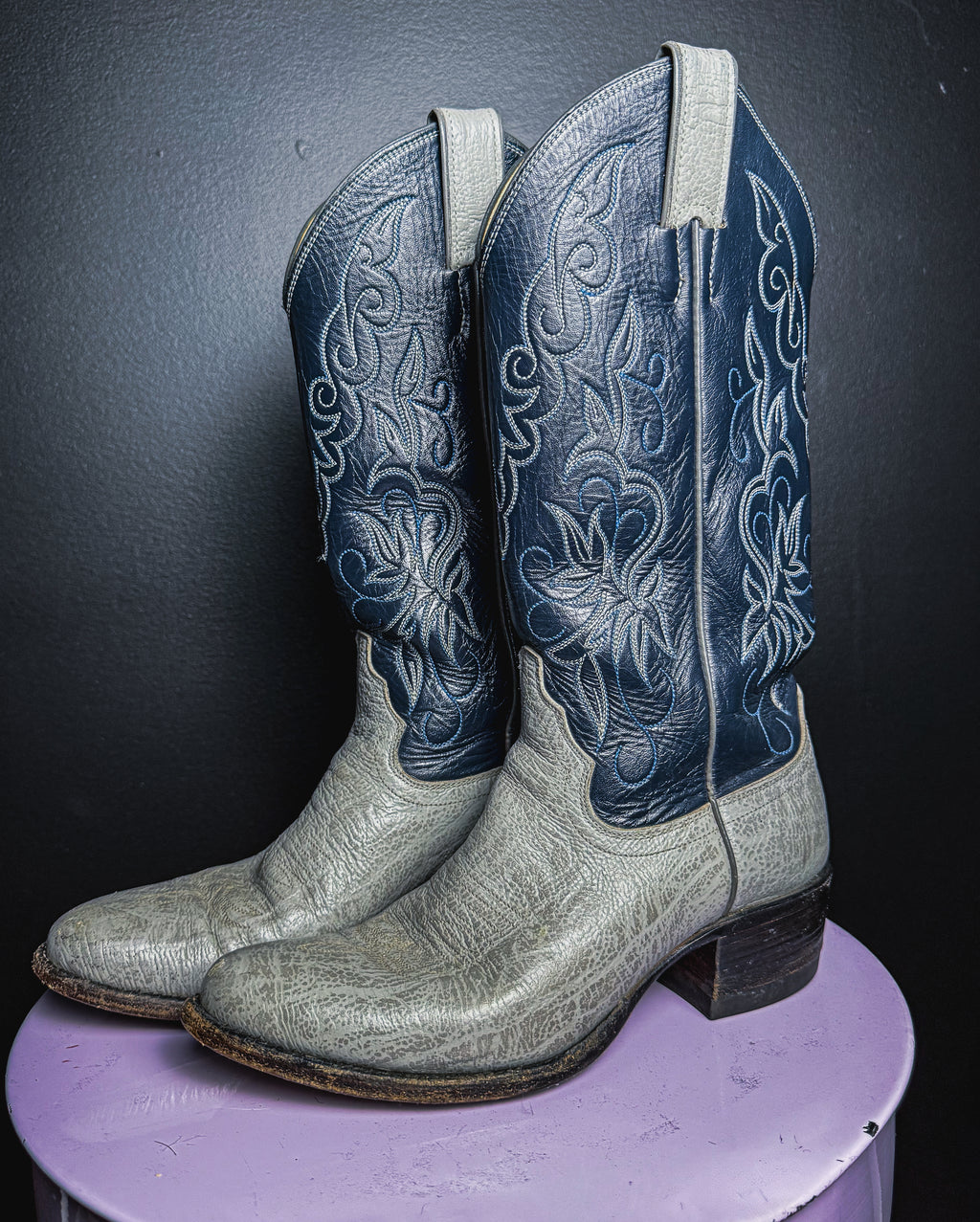 Botas Justin grises y azules de 1983