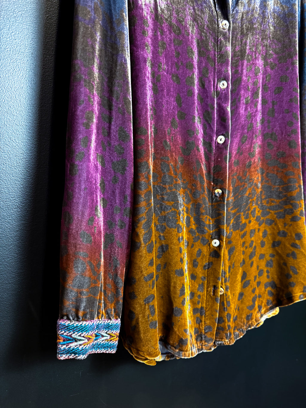 Johnny Was Multicolor Velvet Button Up