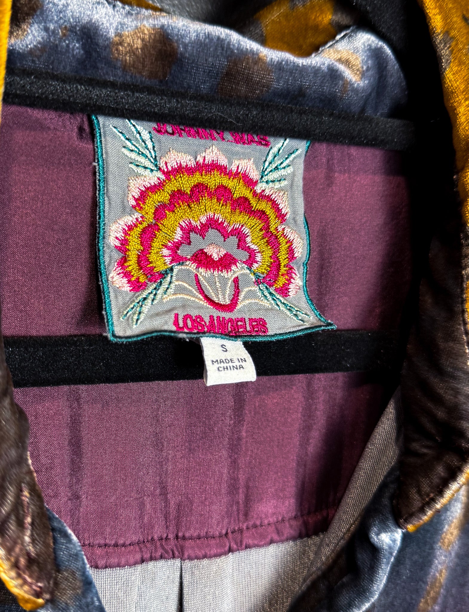 Johnny Was Multicolor Velvet Button Up