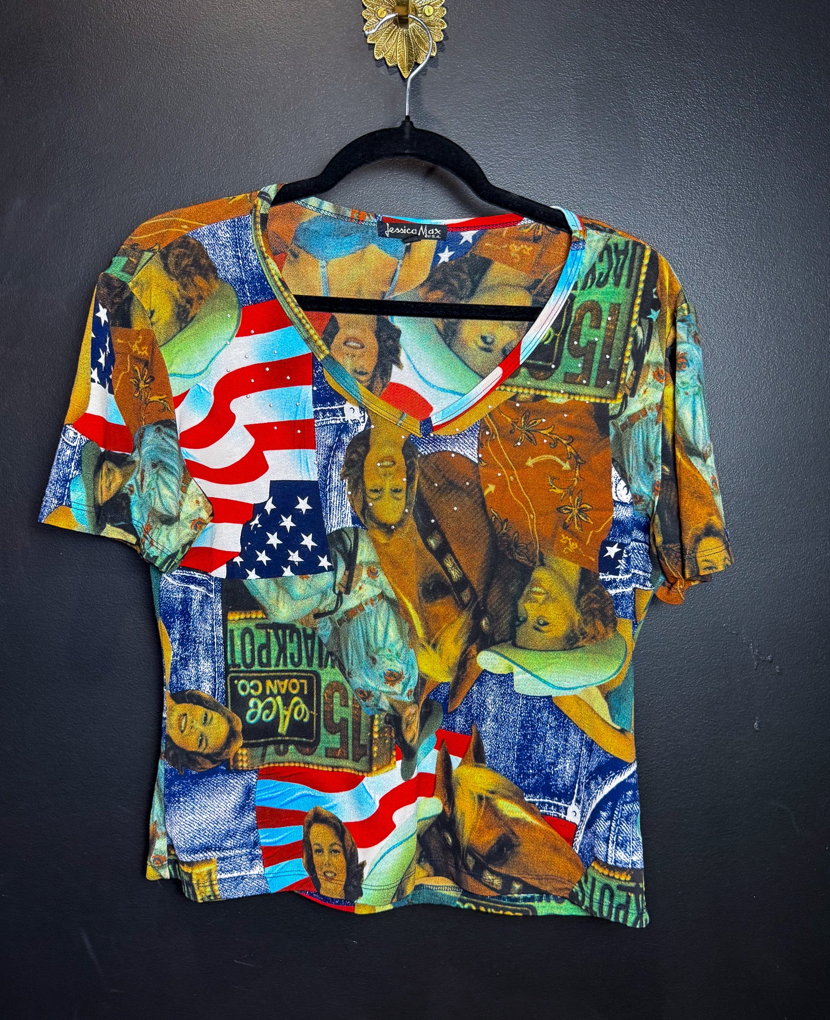 Vintage American Cowgirl V-Neck T