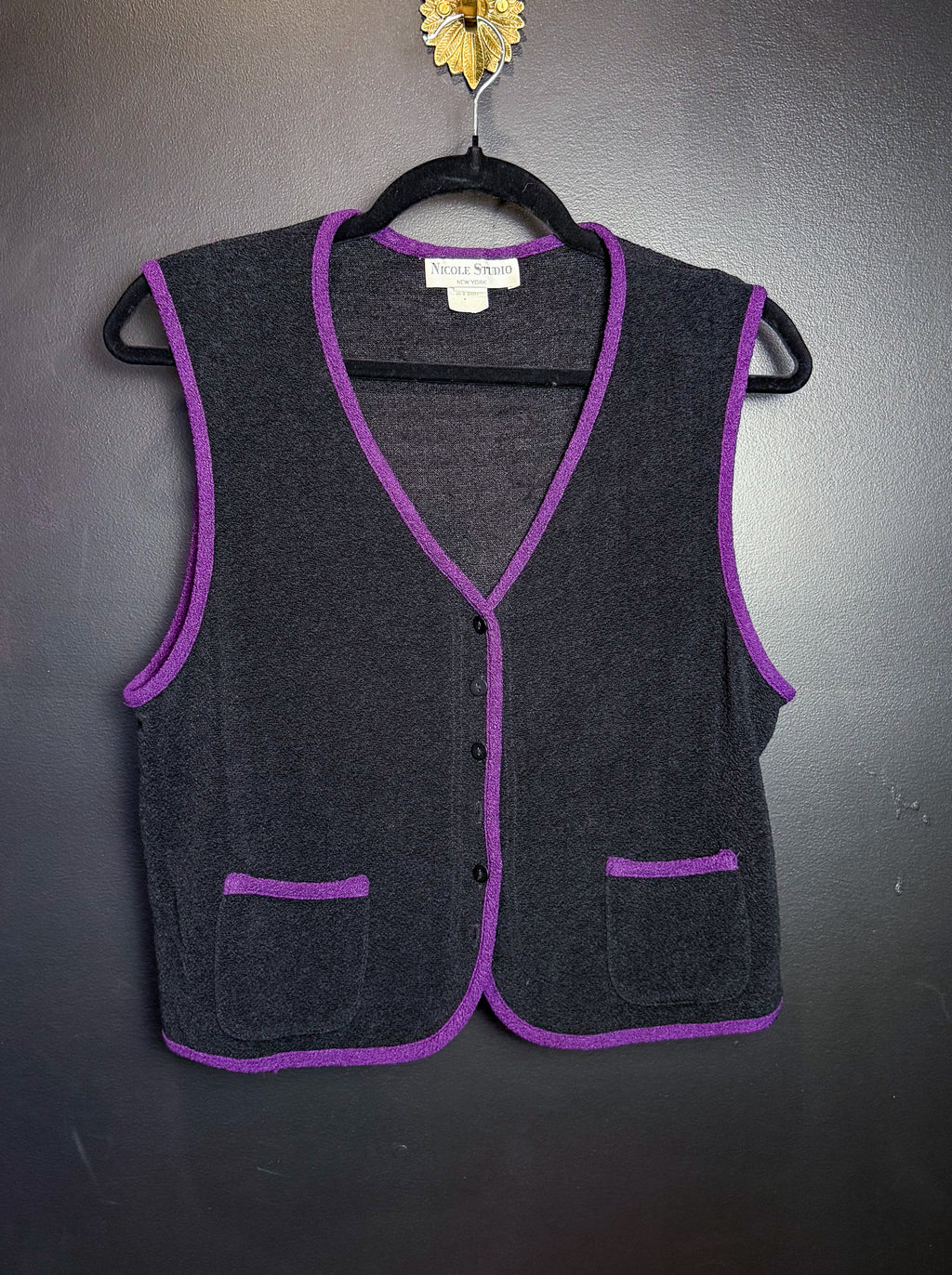 Vintage Black and Purple Slinky Vest