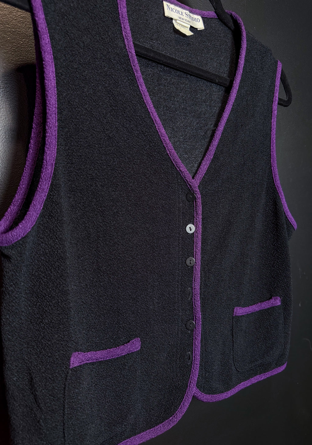 Vintage Black and Purple Slinky Vest