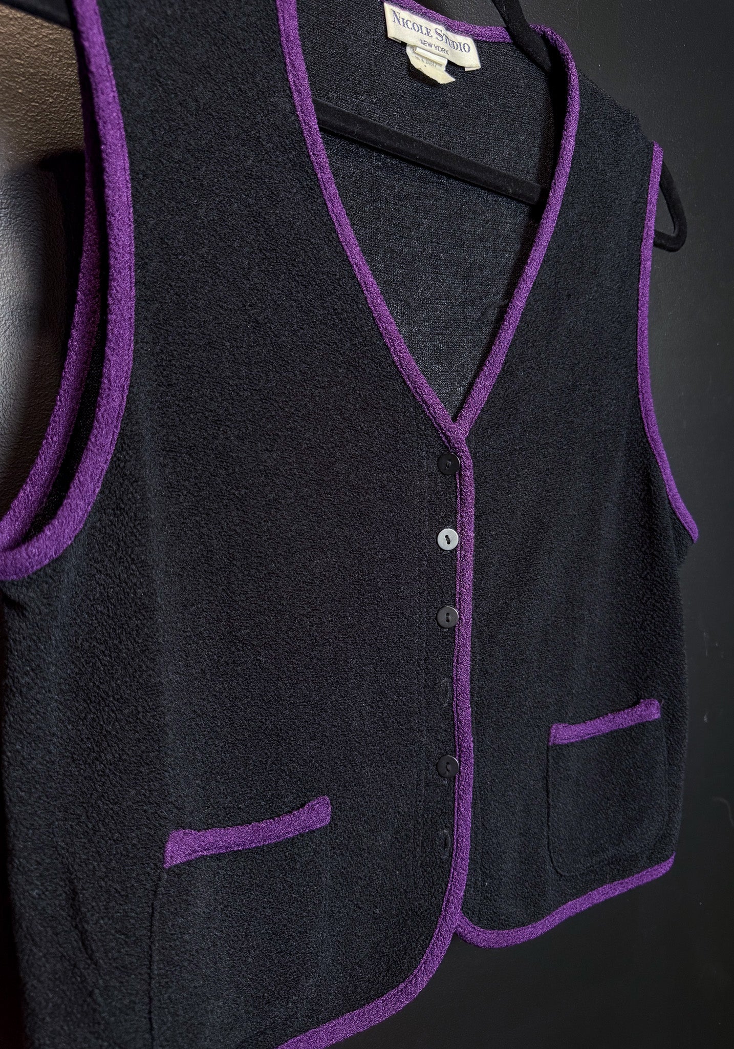 Vintage Black and Purple Slinky Vest