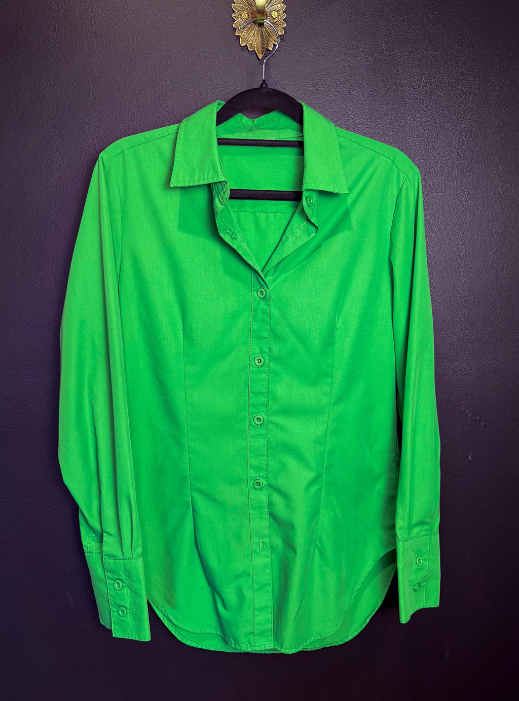 Kelly Green Button Up