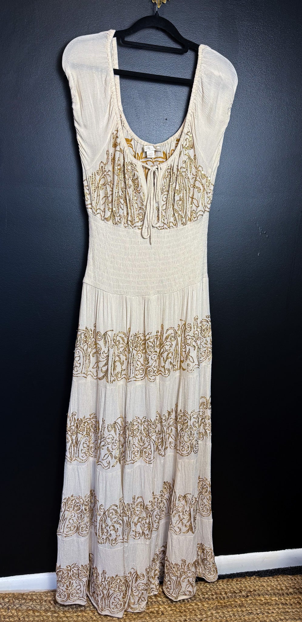 Charli's Cream & Gold Embroidered Dress