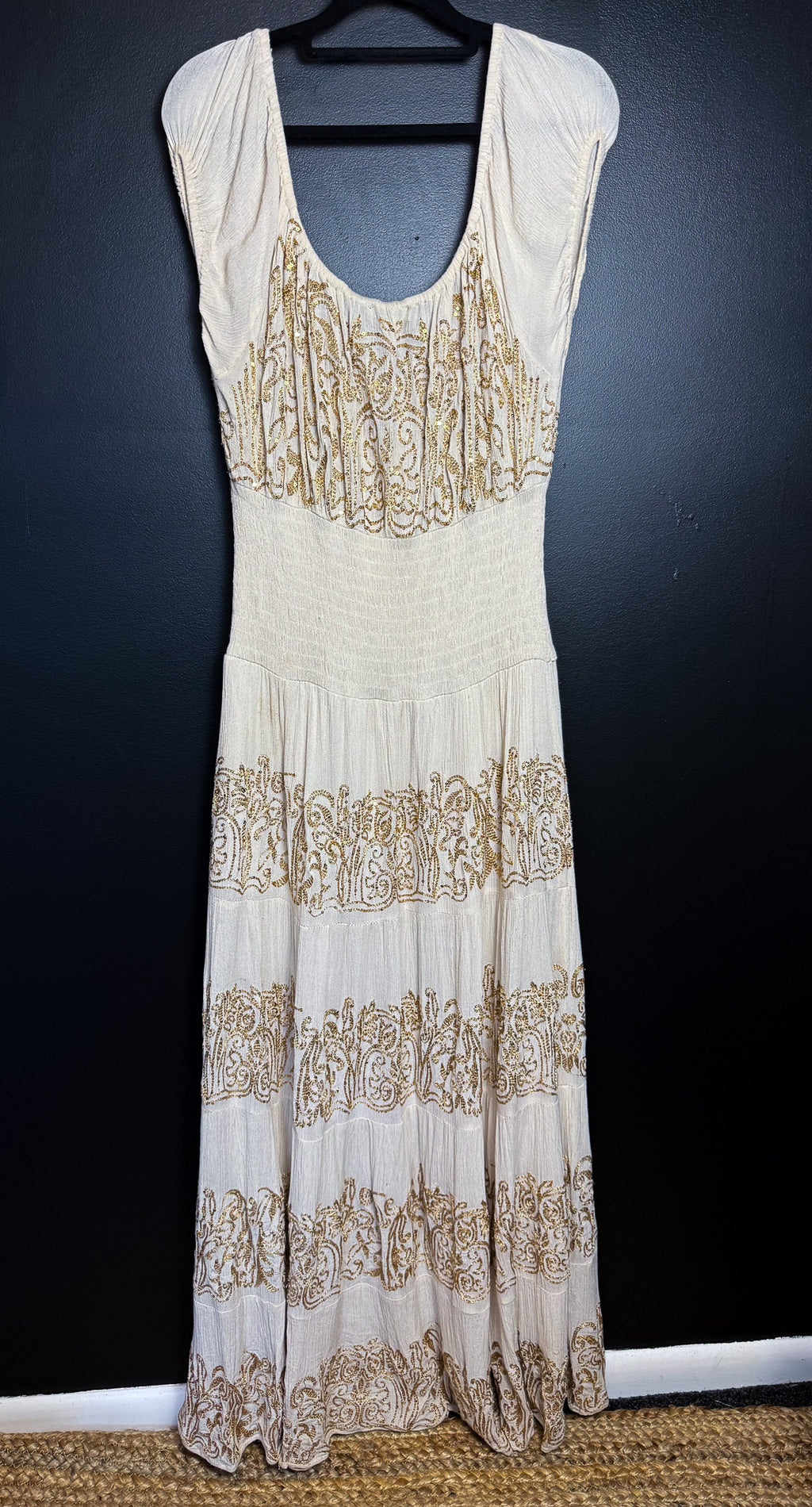 Charli's Cream & Gold Embroidered Dress