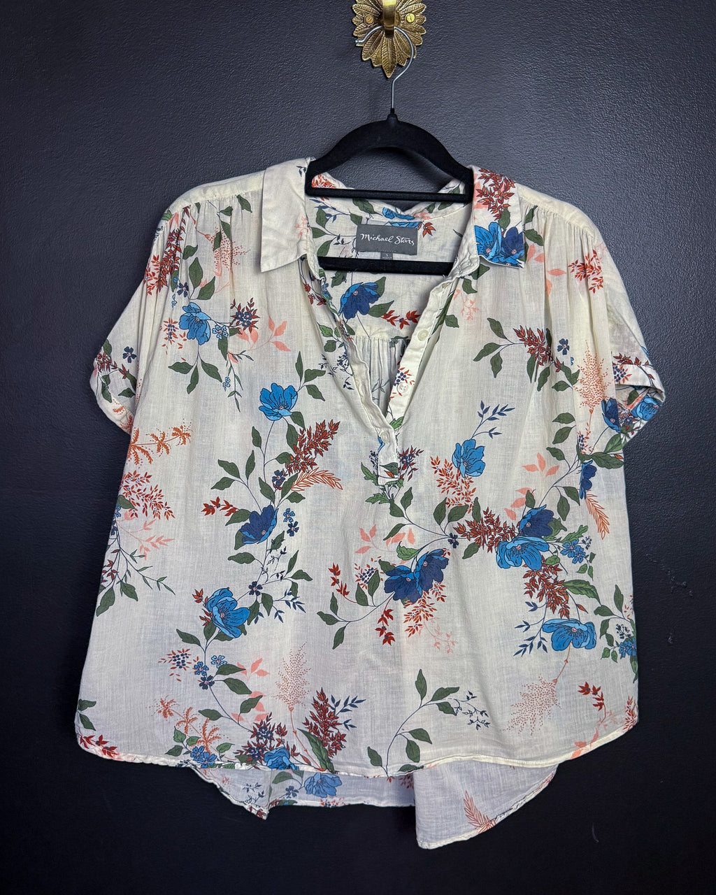 Linen Floral Short Sleeve T