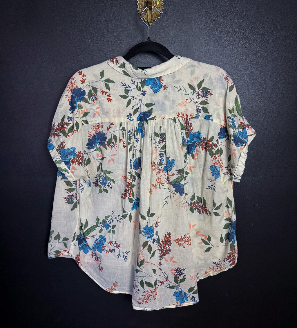 Linen Floral Short Sleeve T