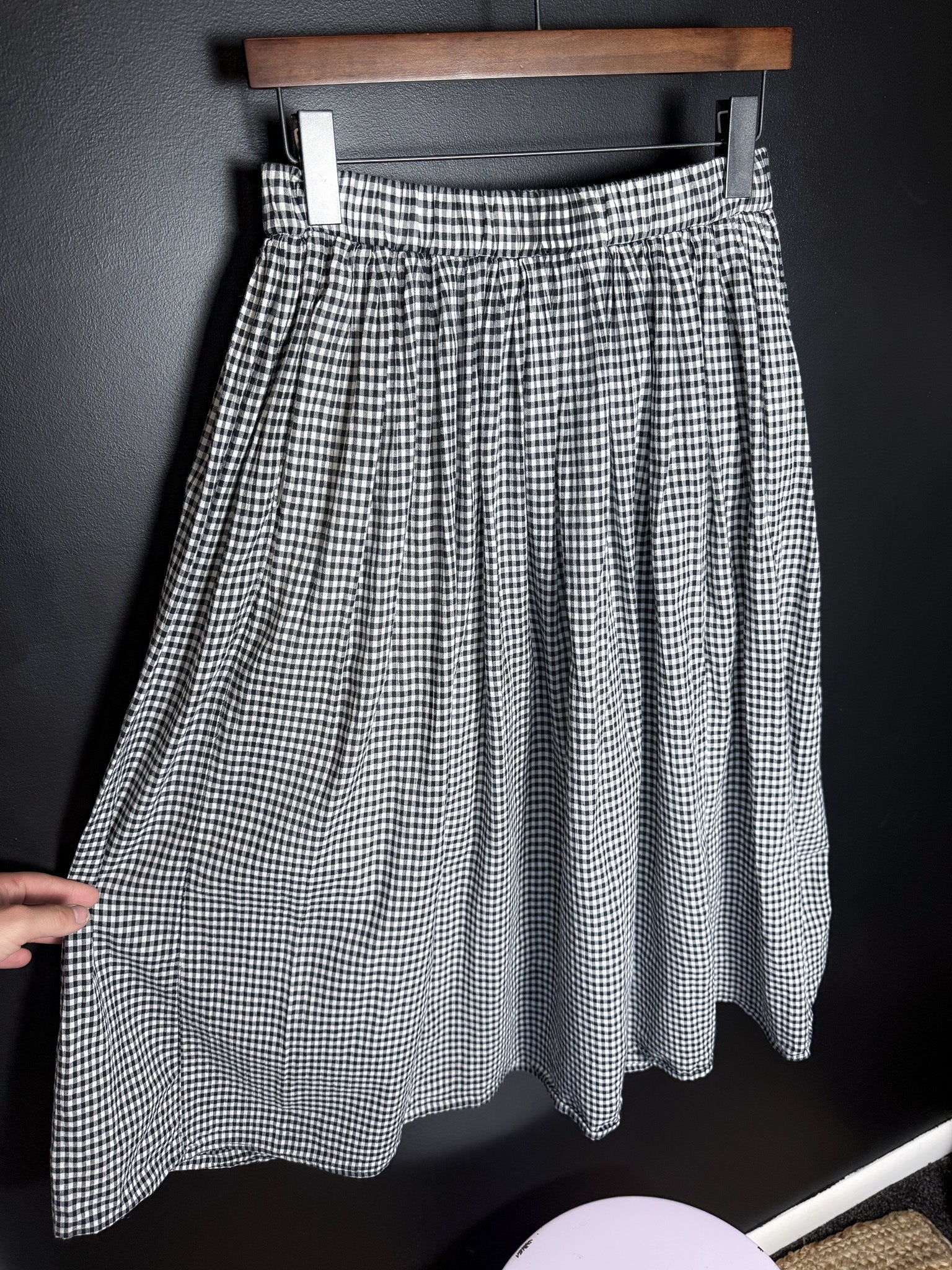 B&W Gingham Midi Skirt