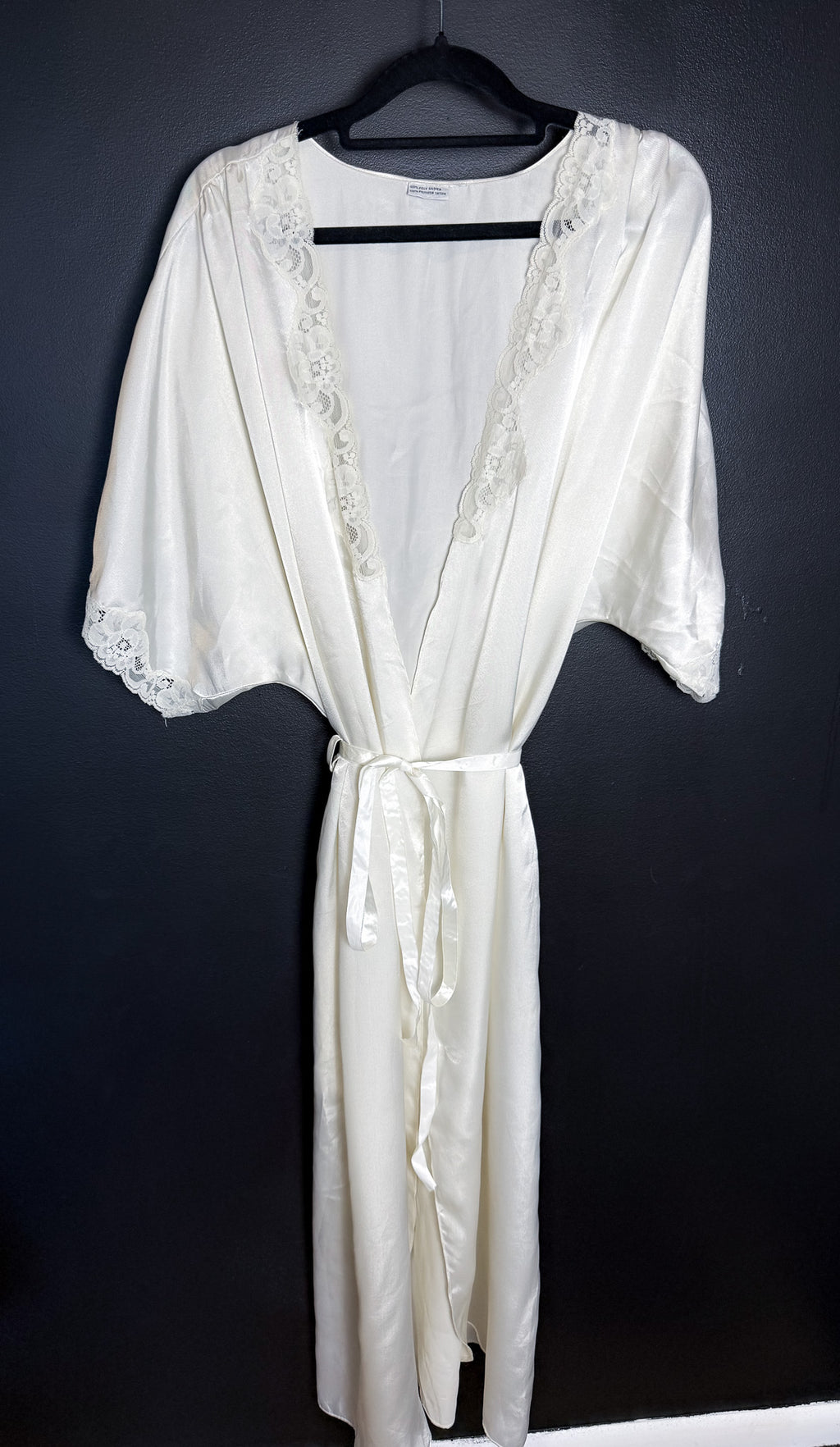 White Satin Lace Edged Robed