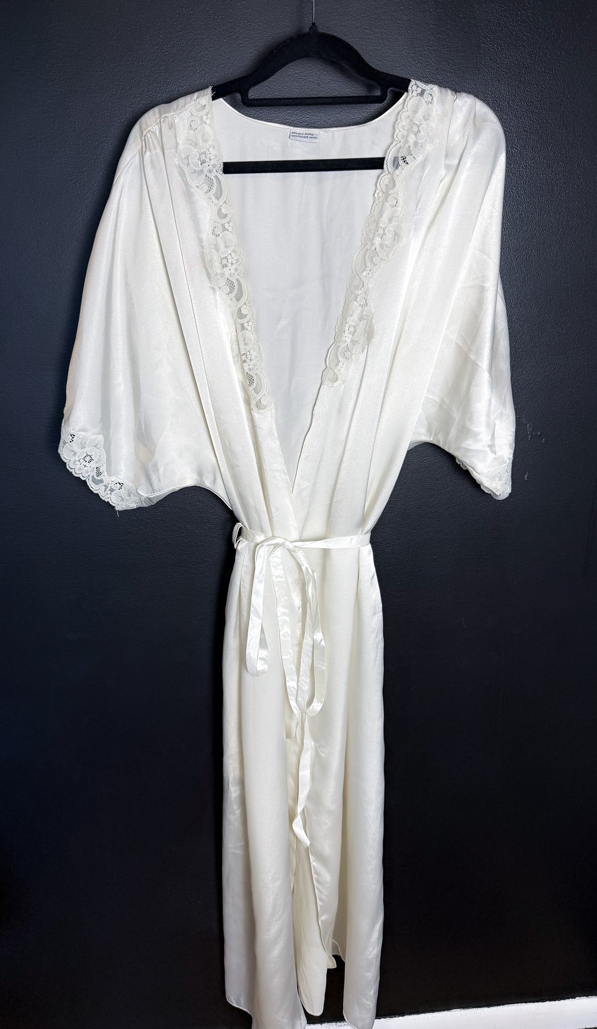 White Satin Lace Edged Robed