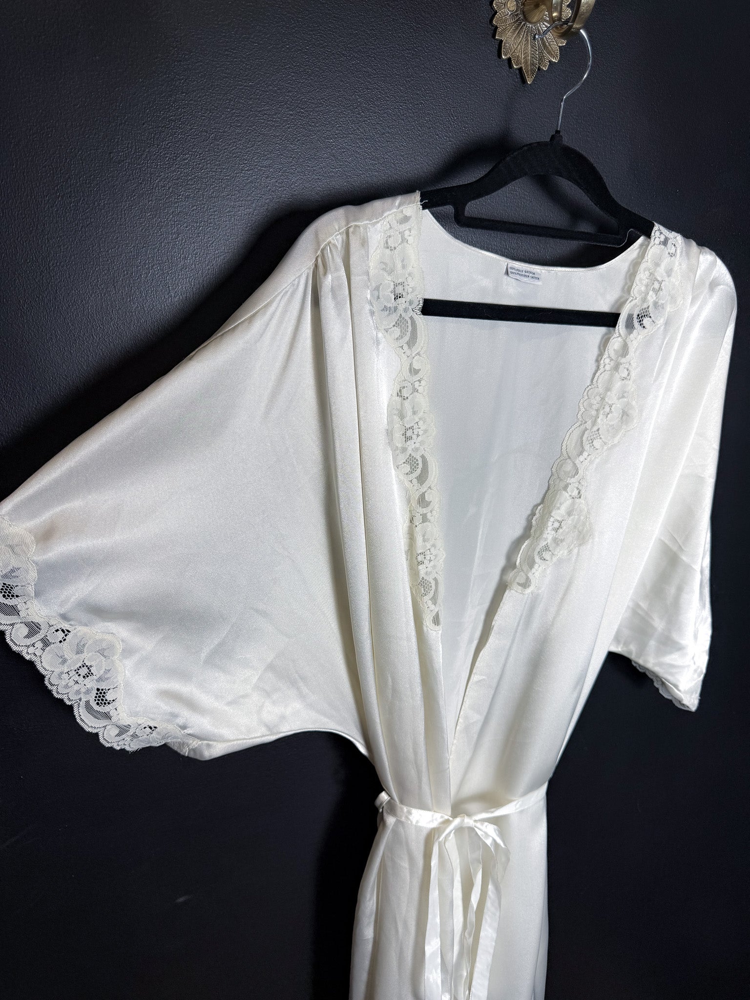 White Satin Lace Edged Robed