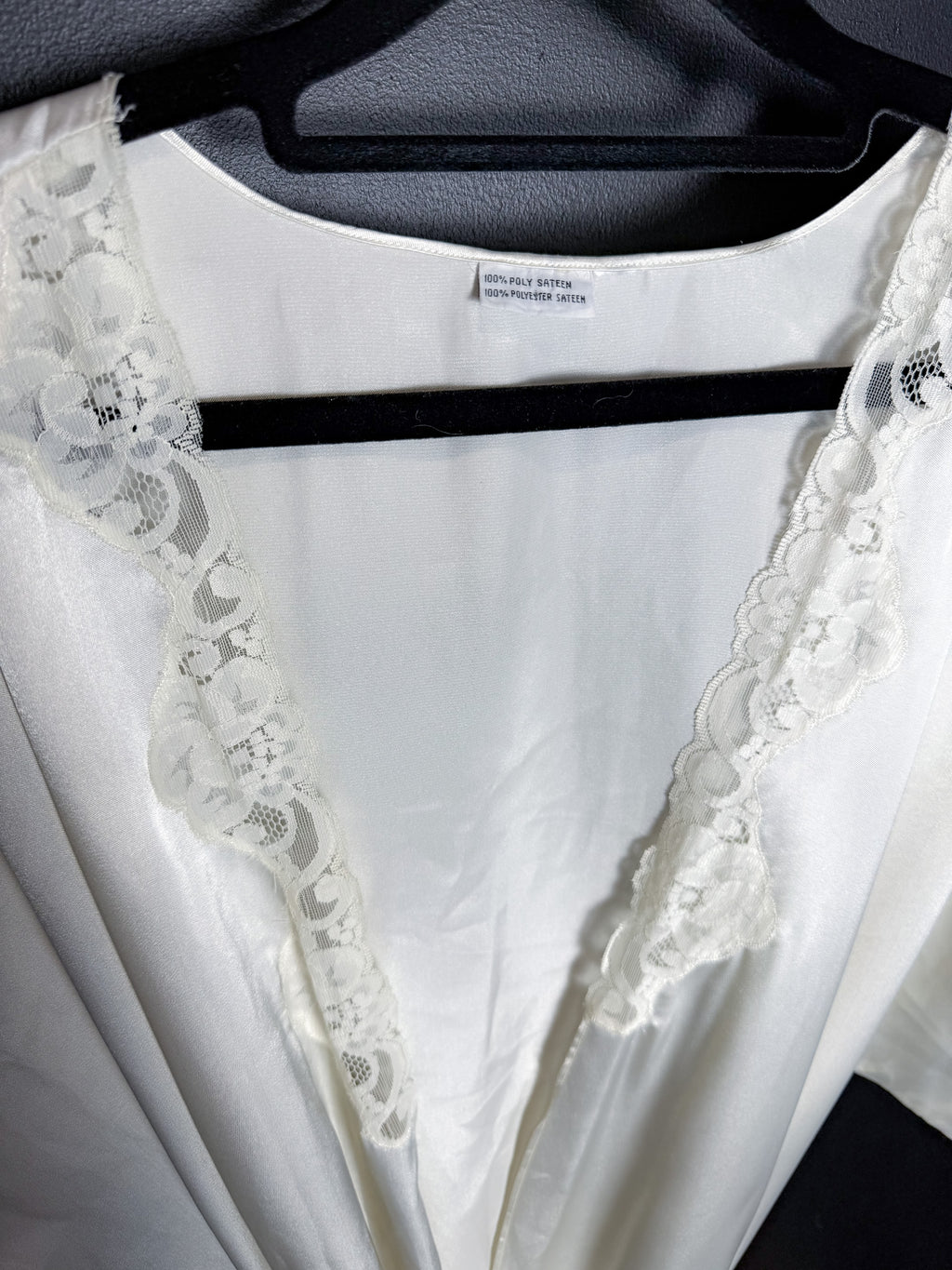 White Satin Lace Edged Robed