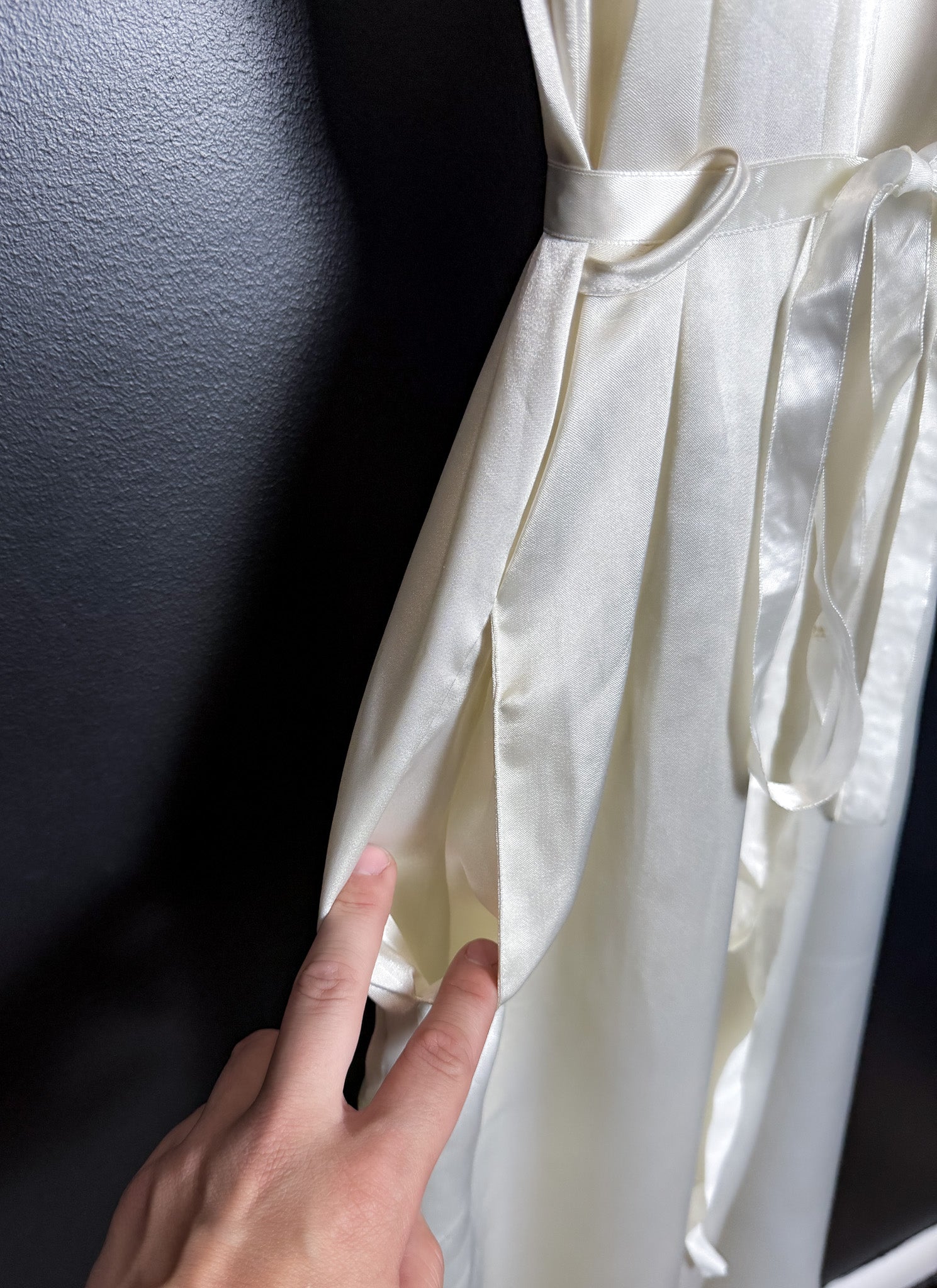 White Satin Lace Edged Robed