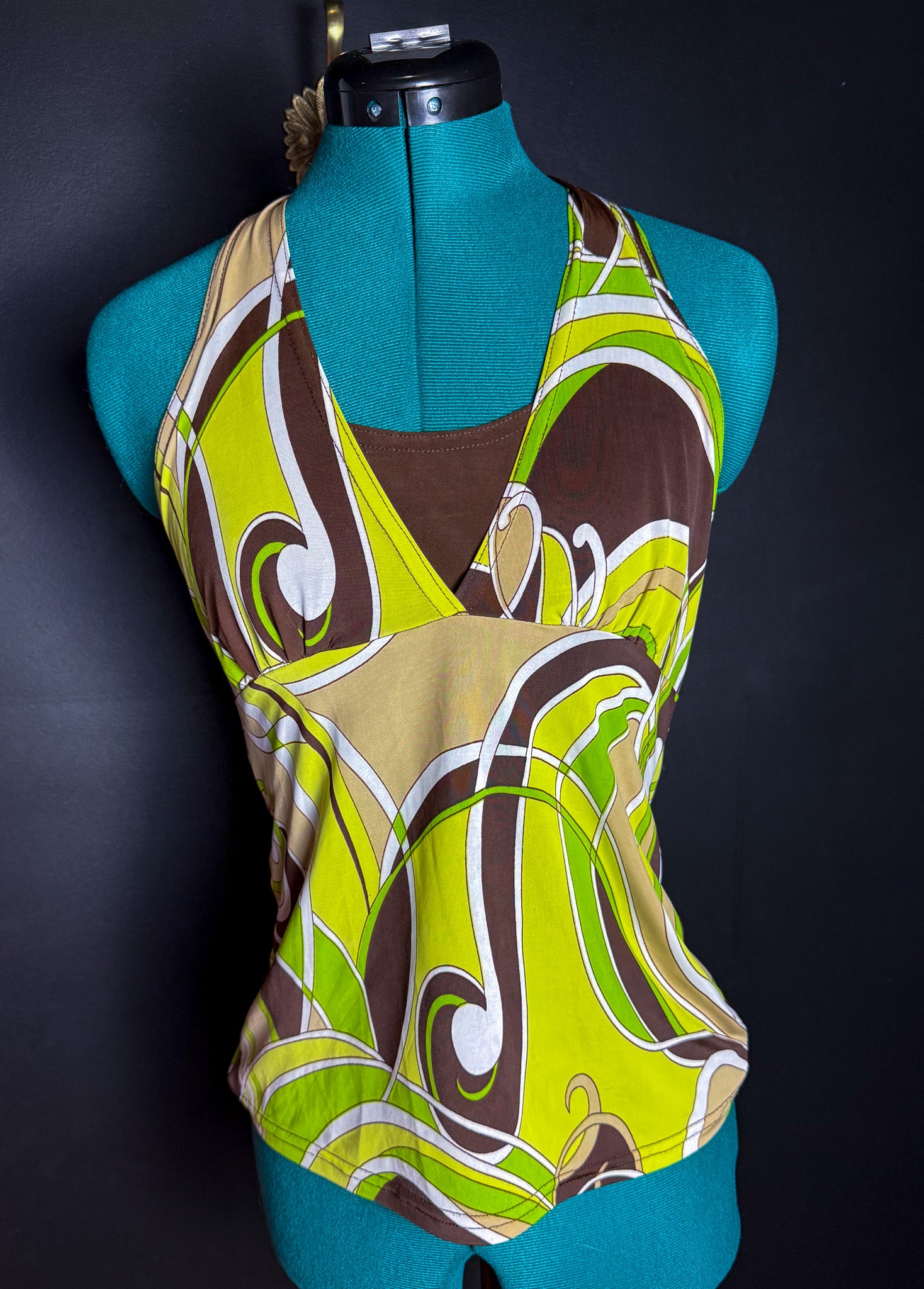 Y2K Green and Brown Halter Tank