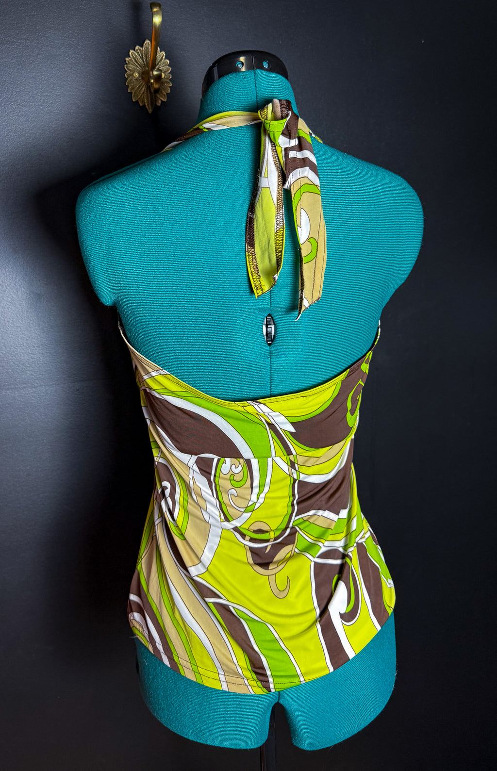 Y2K Green and Brown Halter Tank