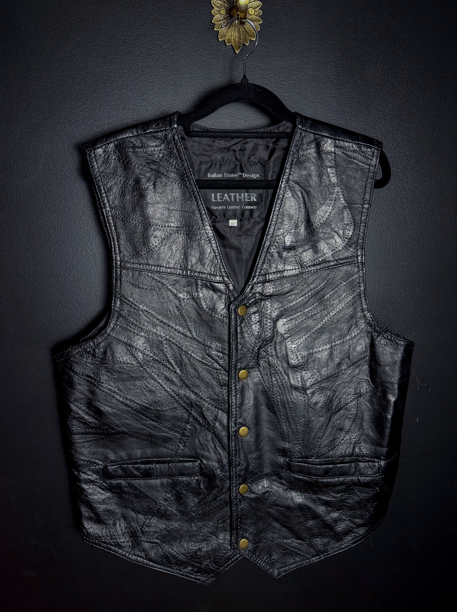Black Motorcycle Vest