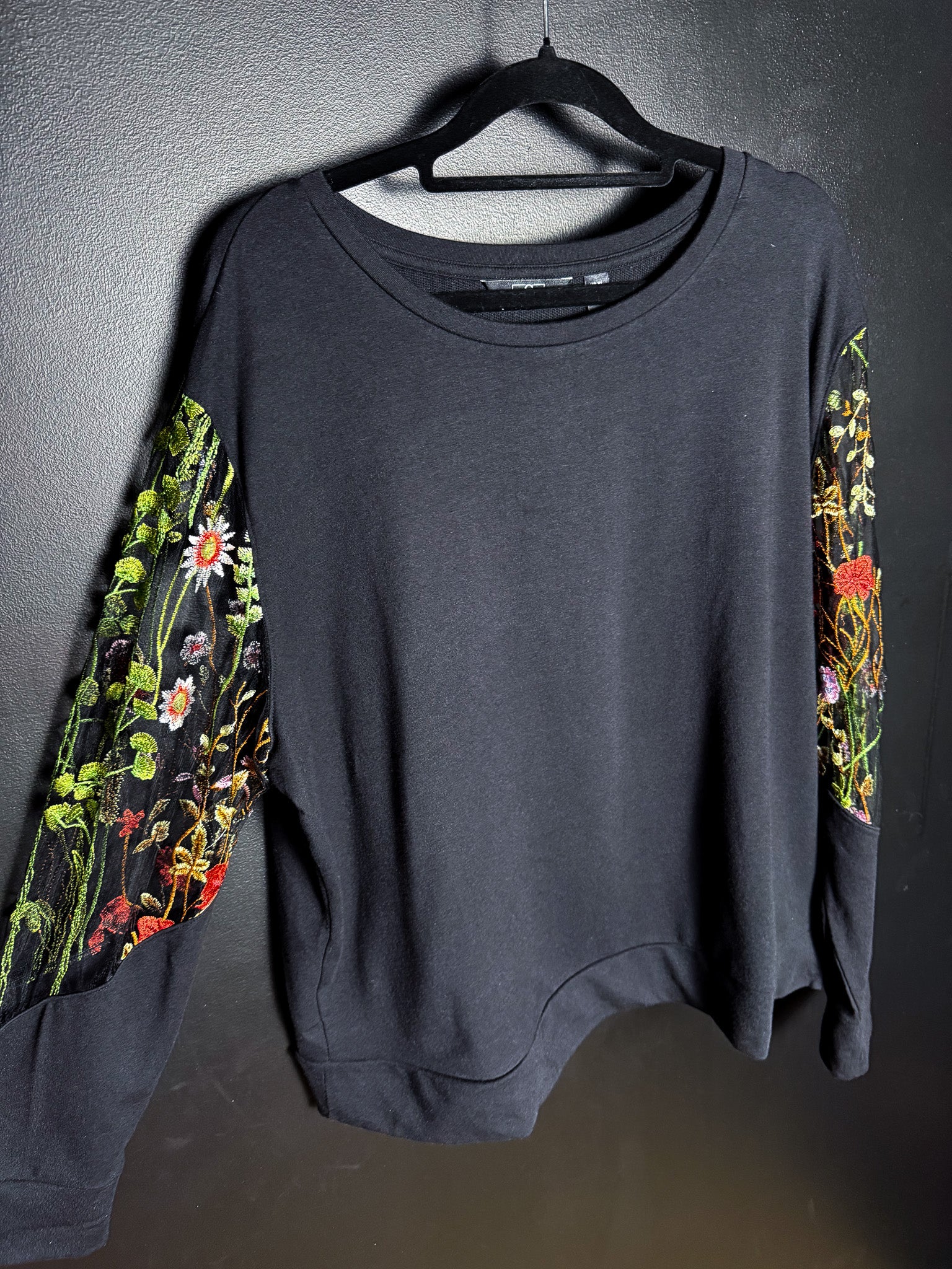 Sheer Embroidered Sleeve Blouse