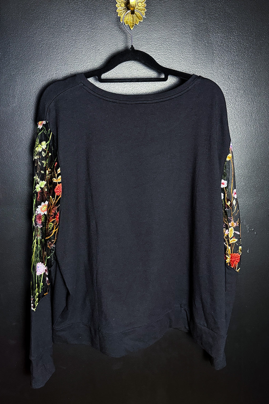 Sheer Embroidered Sleeve Blouse