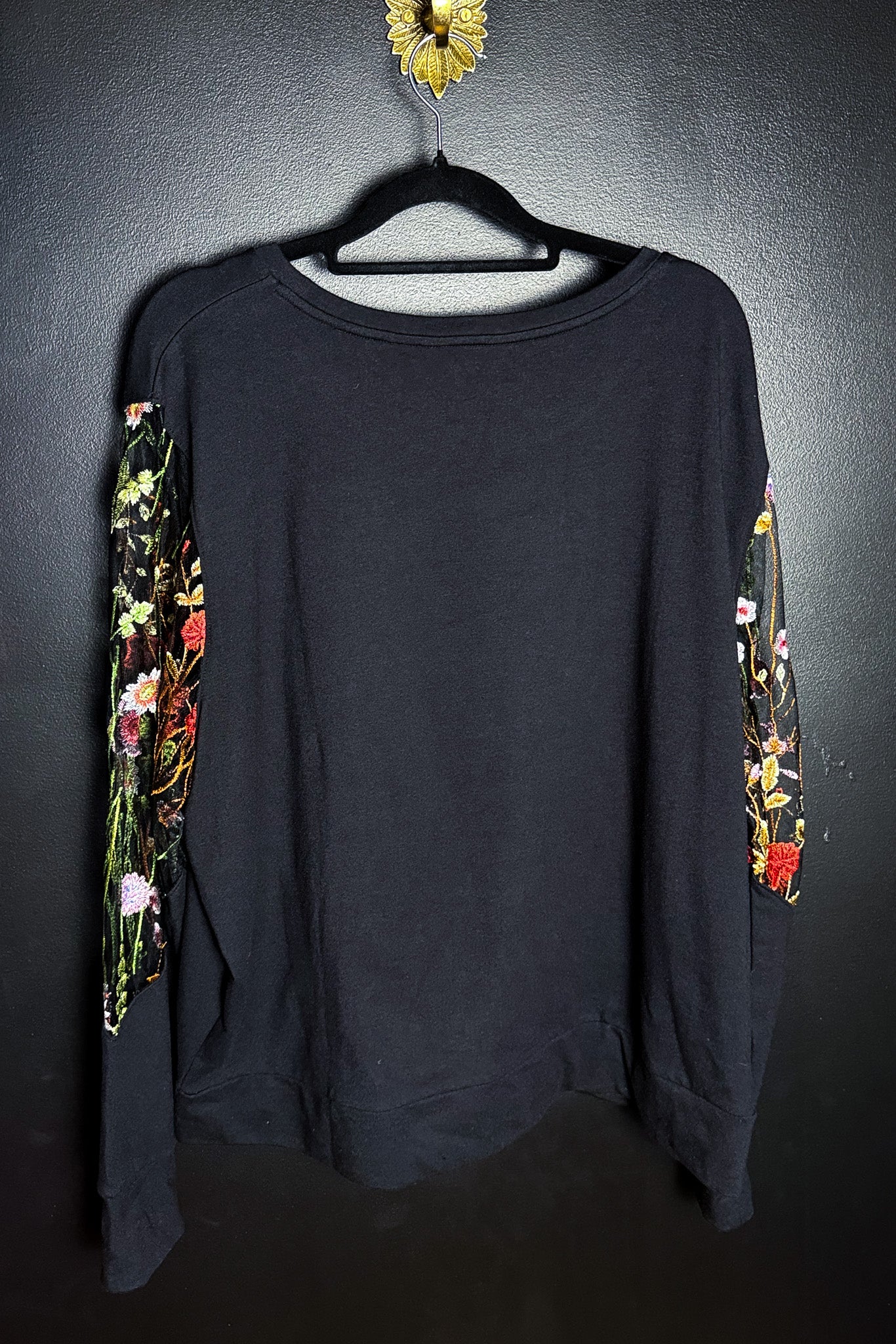 Sheer Embroidered Sleeve Blouse