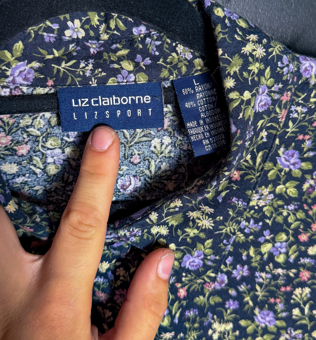 3/4 Sleeve Floral Printed Button Down