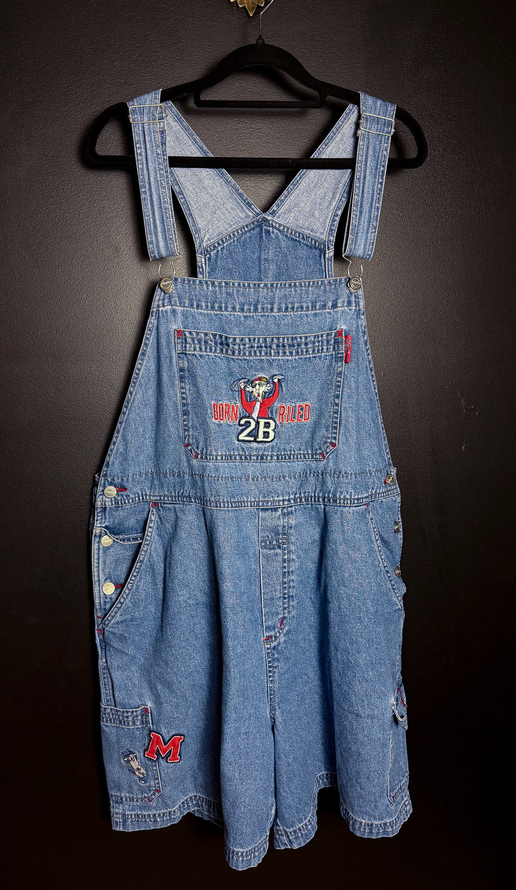Born 2B Riled Denim Short Overalls