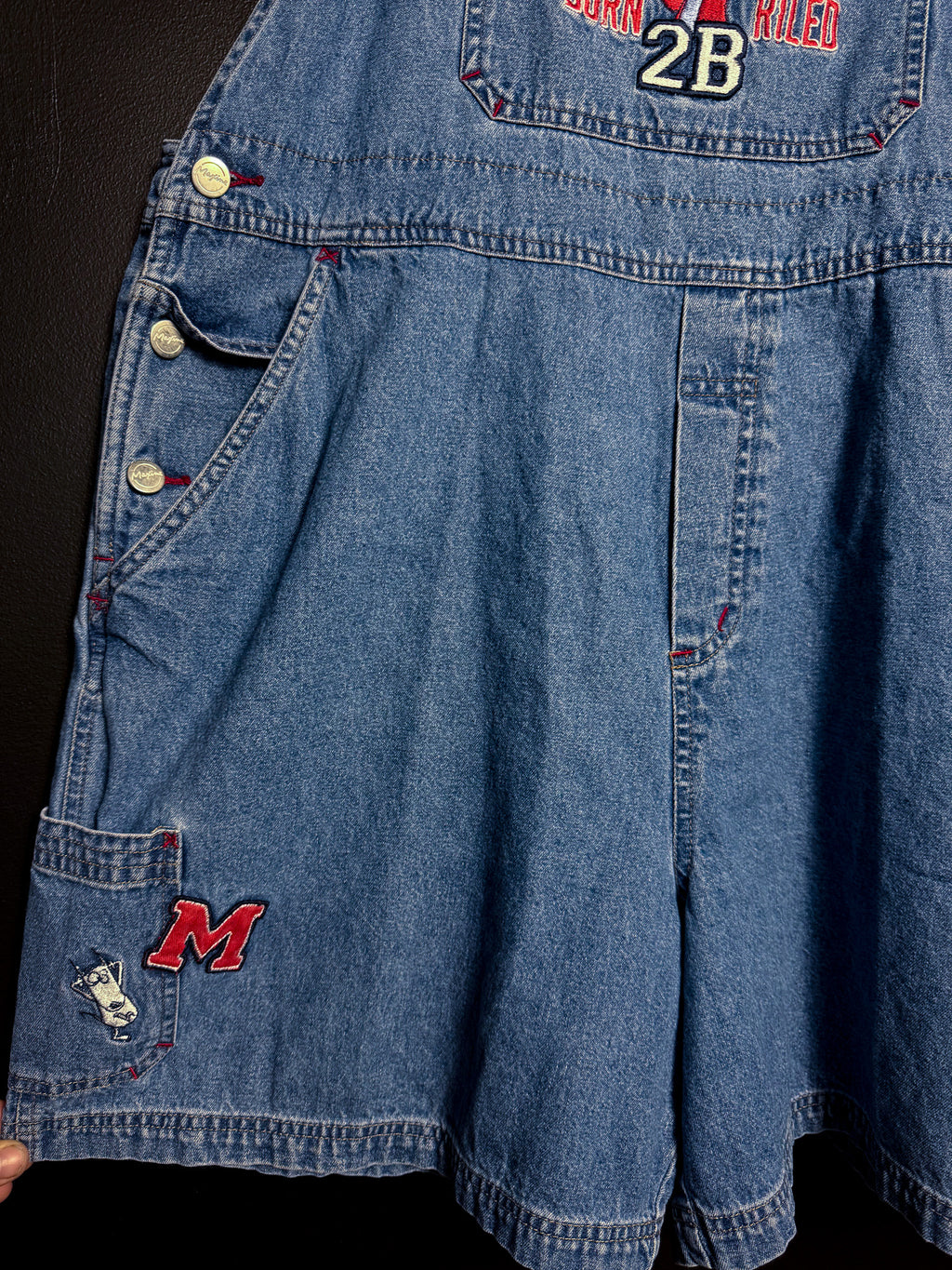 Born 2B Riled Denim Short Overalls