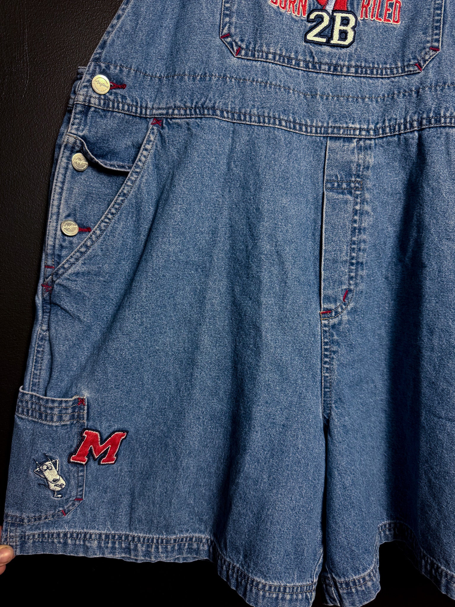 Born 2B Riled Denim Short Overalls