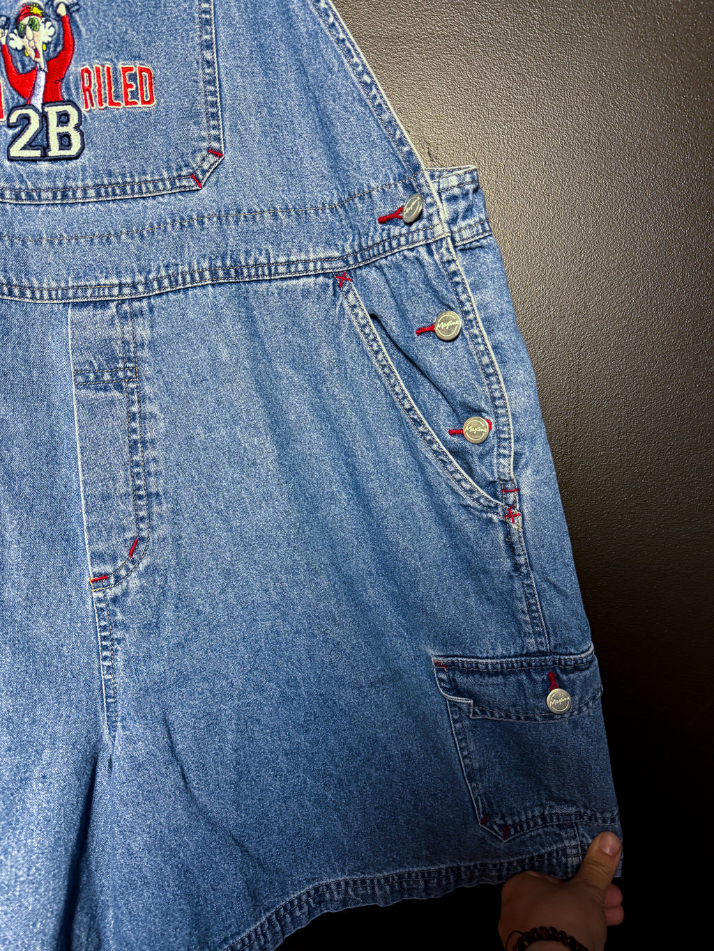 Born 2B Riled Denim Short Overalls
