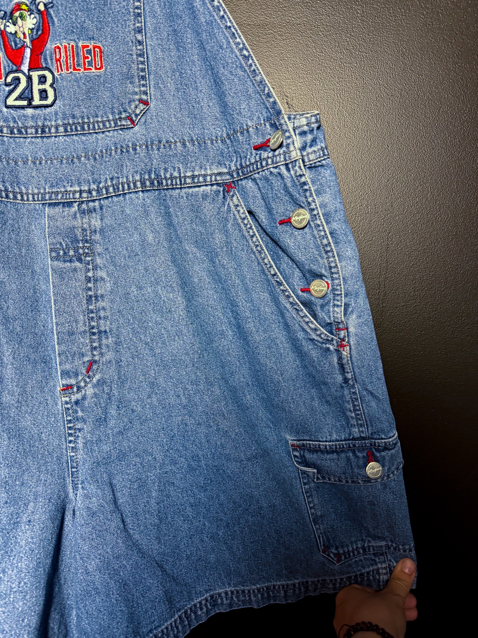 Born 2B Riled Denim Short Overalls