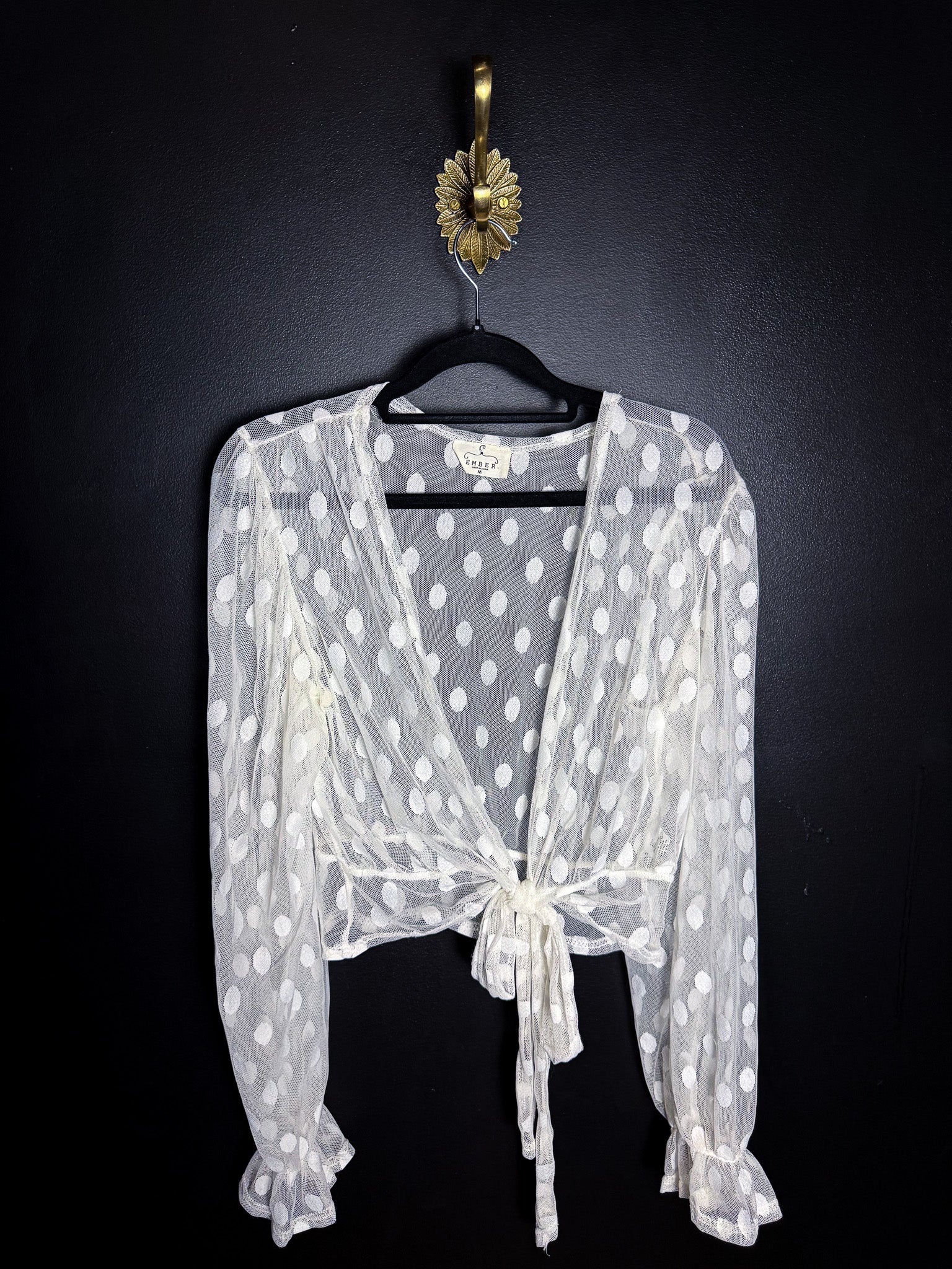 Polka Dot Sheer Cropped Cardi