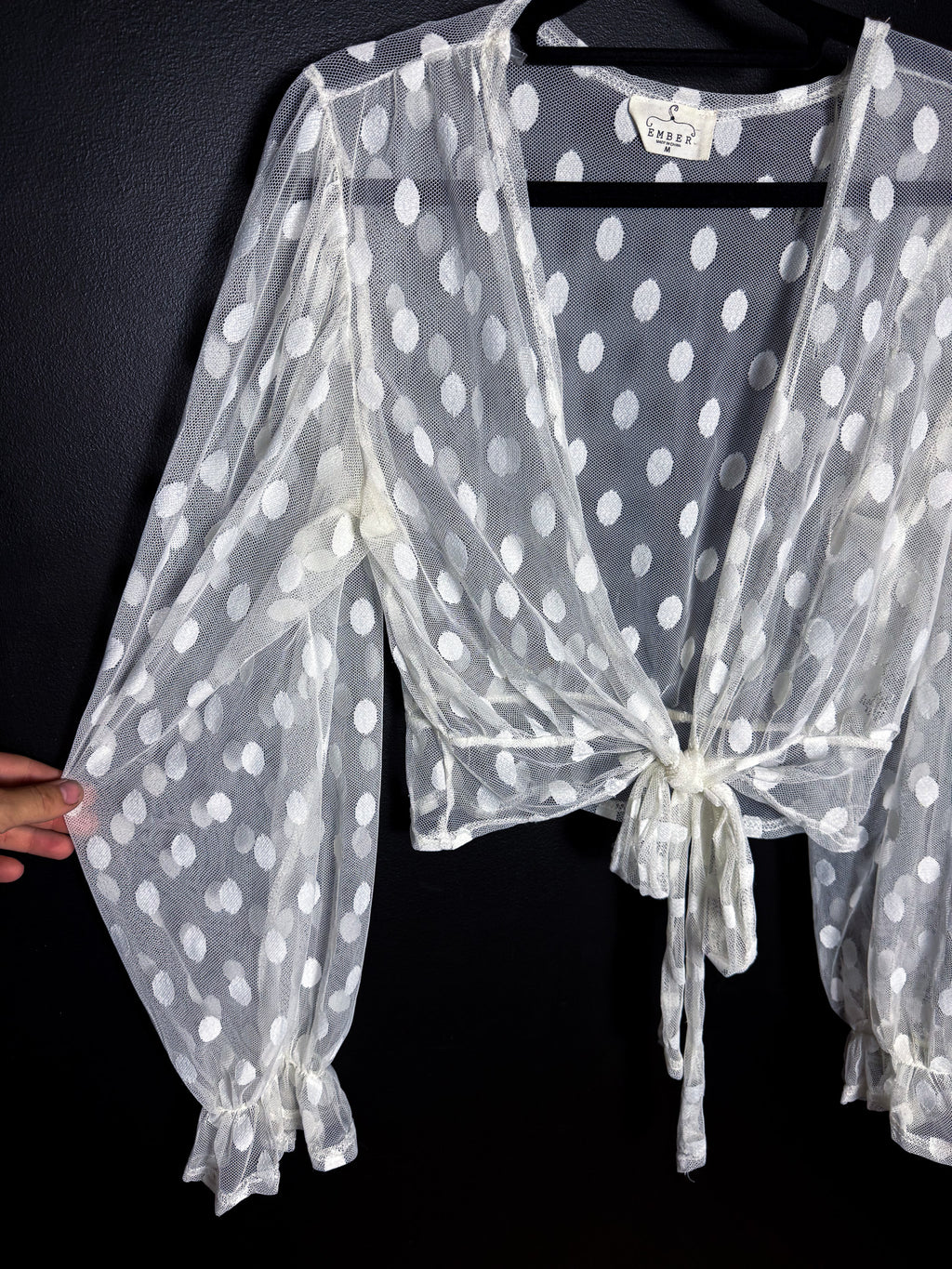 Polka Dot Sheer Cropped Cardi