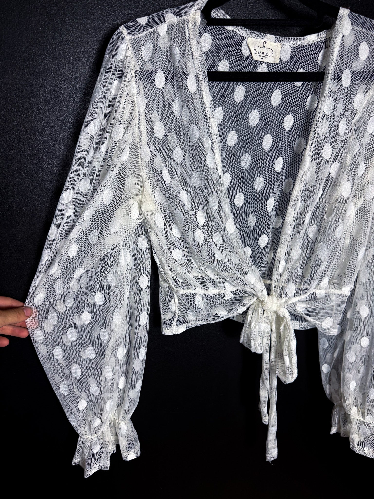 Polka Dot Sheer Cropped Cardi