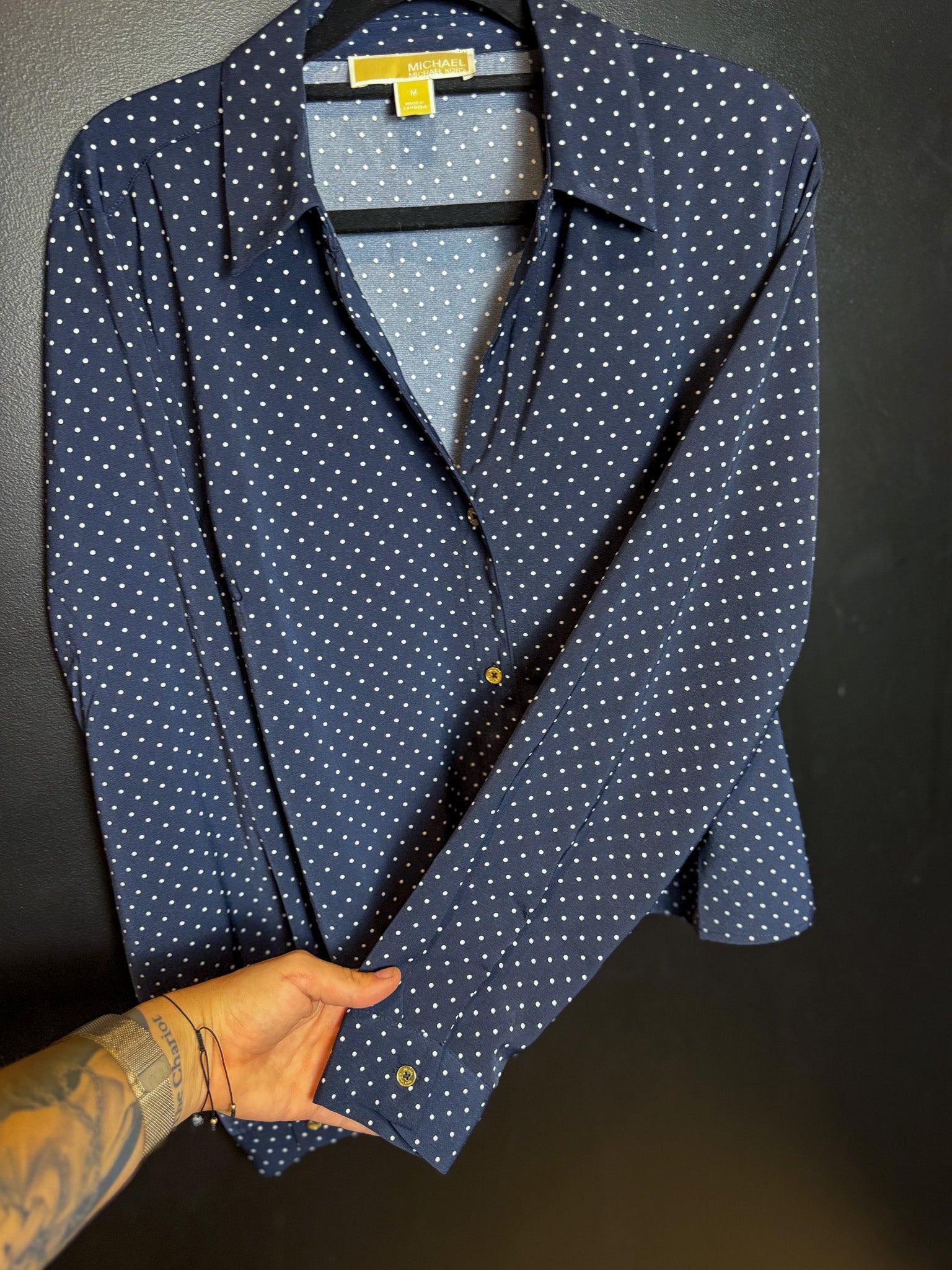 MK Blue Polka Dot Button Down