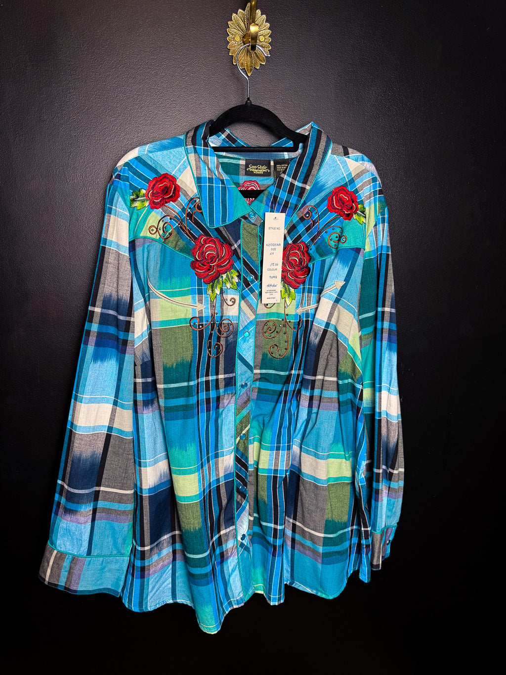 Embroidered Blue Button Down