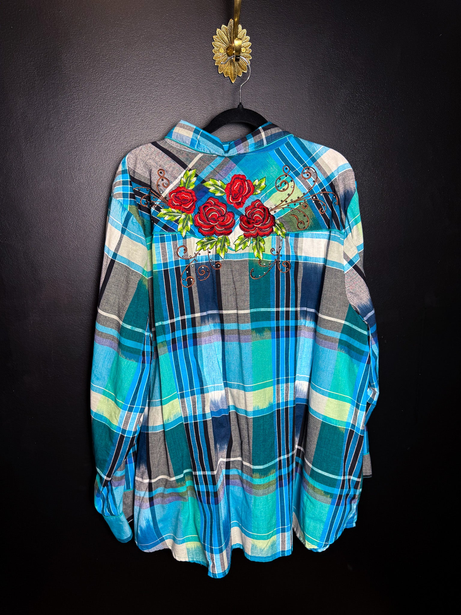 Embroidered Blue Button Down