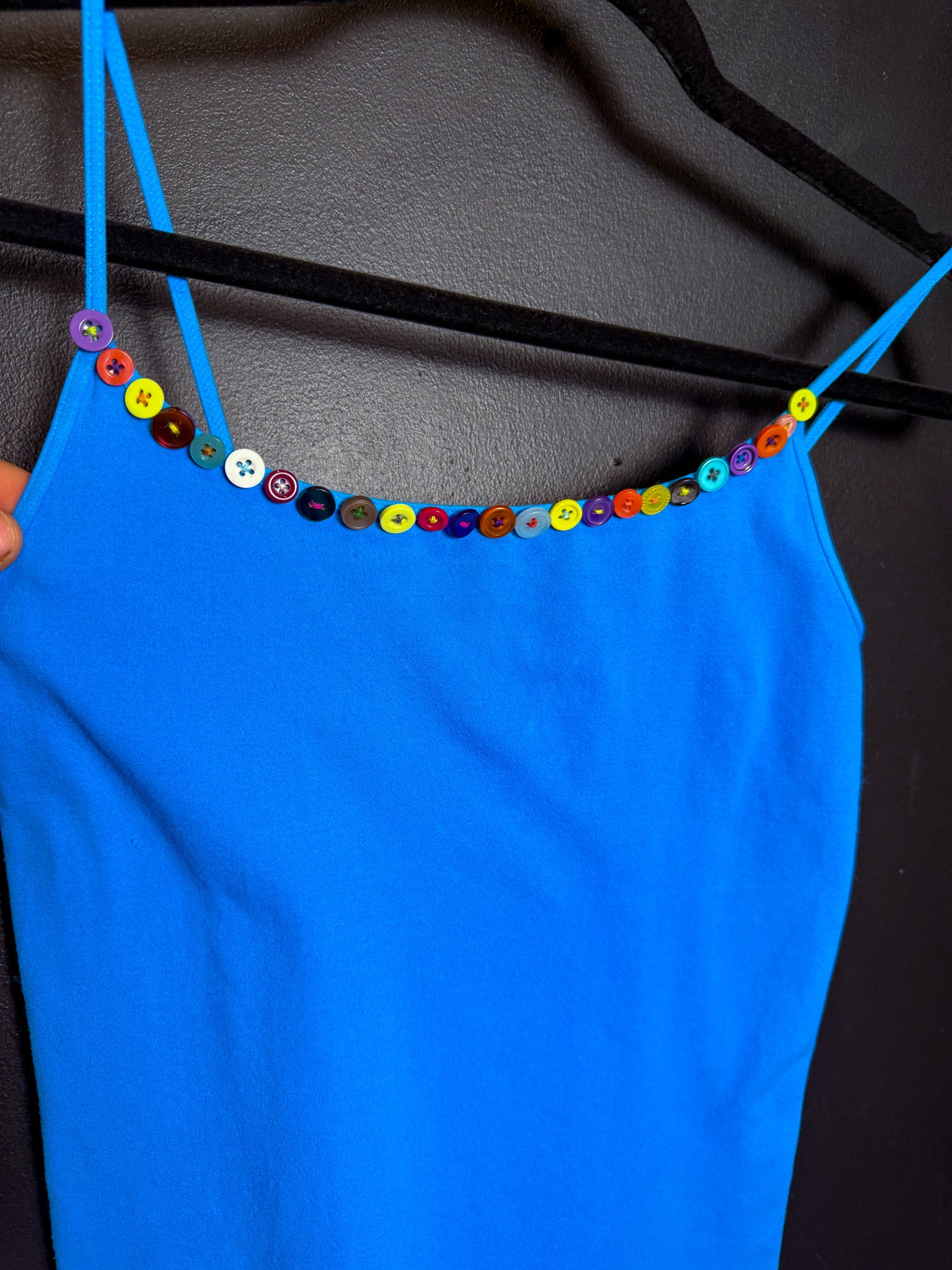Blue Button Tank