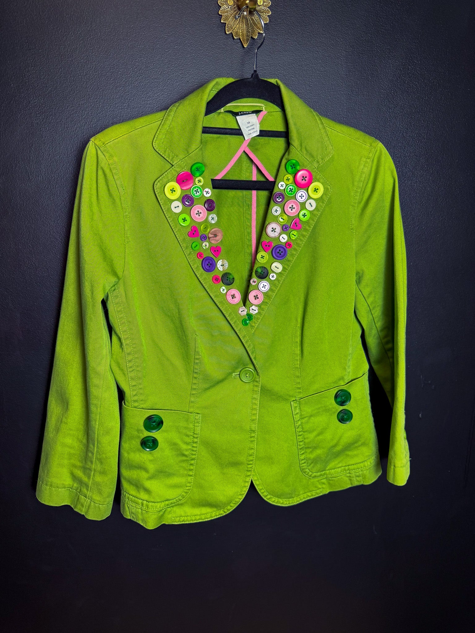 Pink and Green Buttoned Blazer
