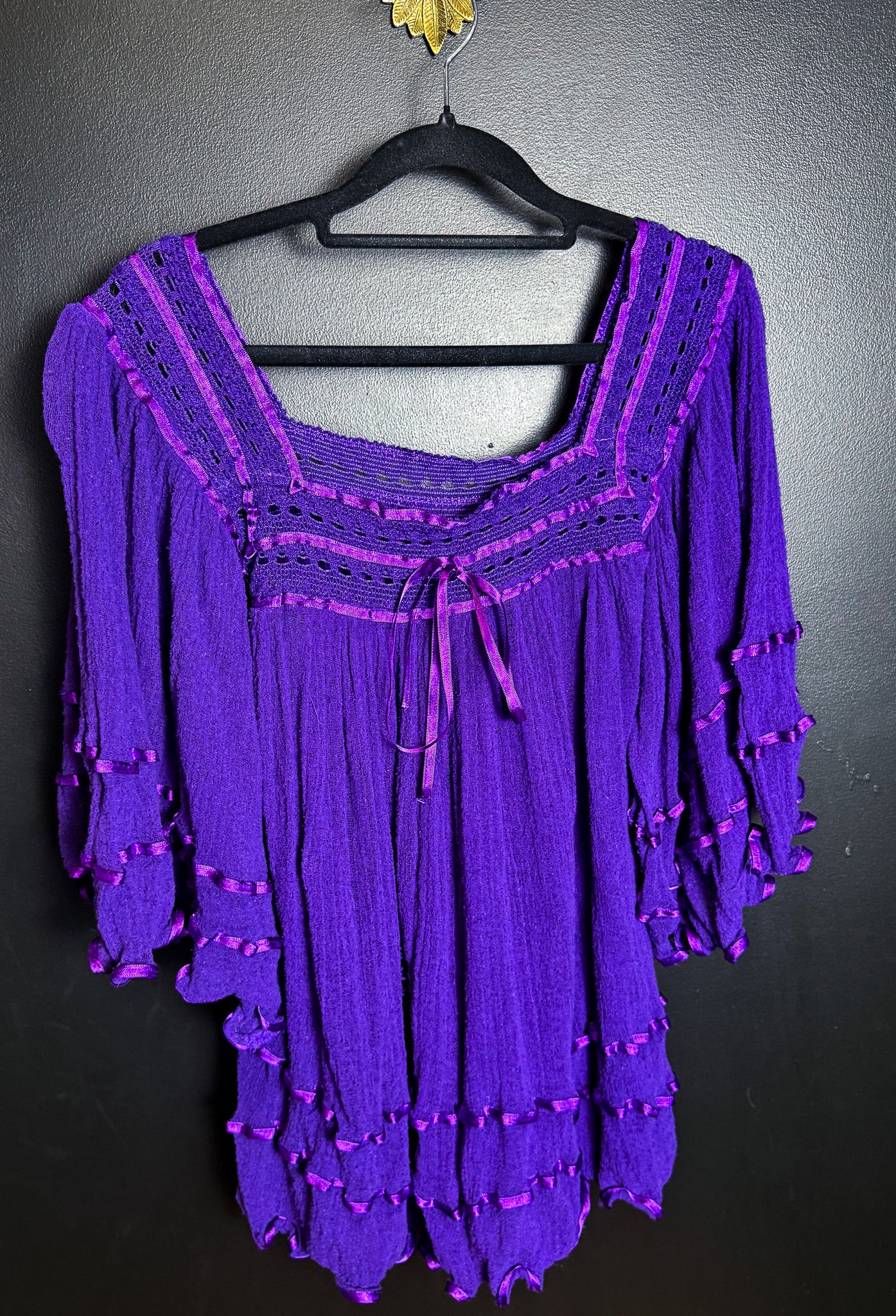80's Purple Angel Sleeved Blouse