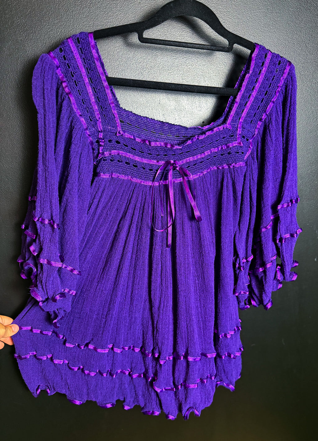 80's Purple Angel Sleeved Blouse