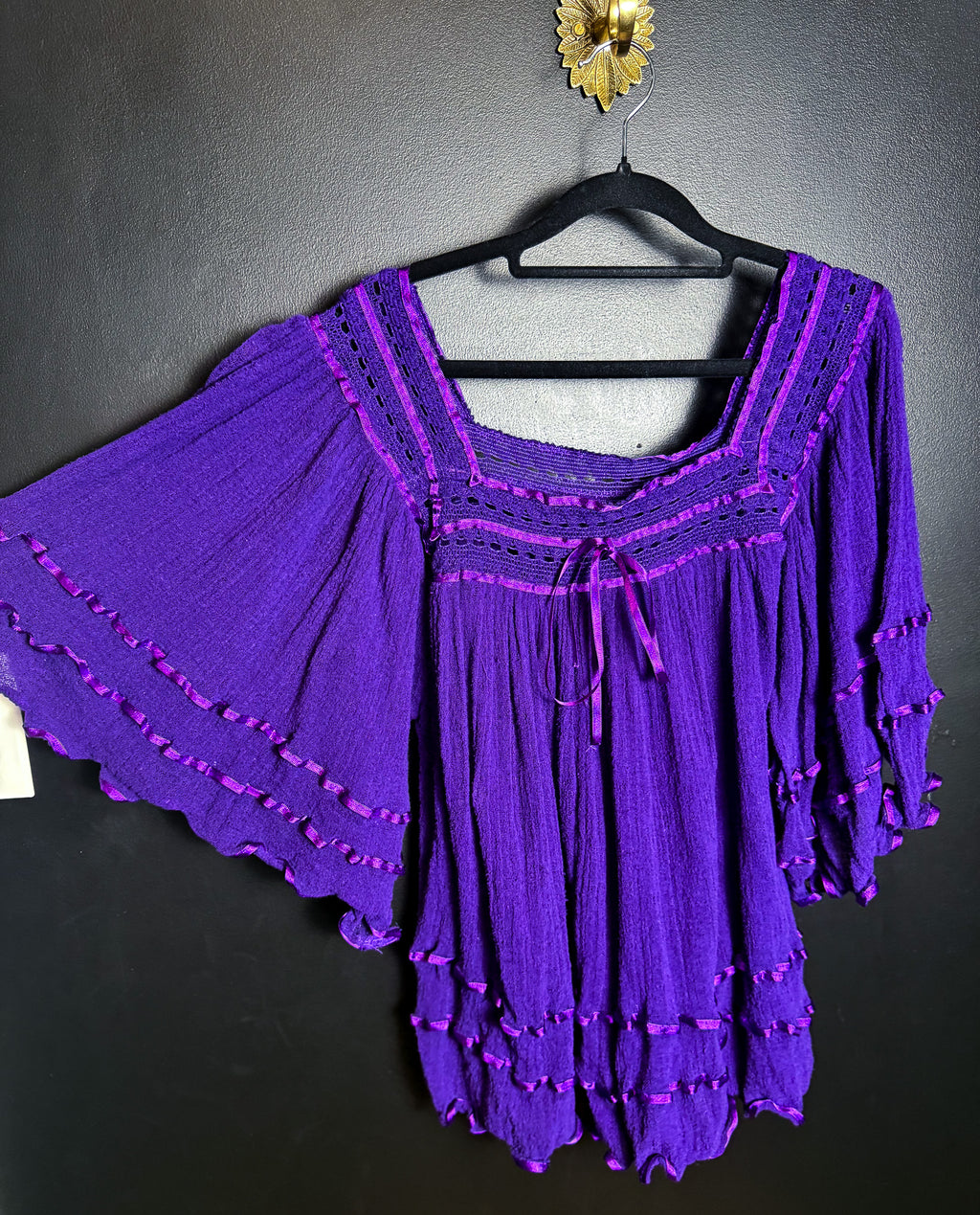 80's Purple Angel Sleeved Blouse