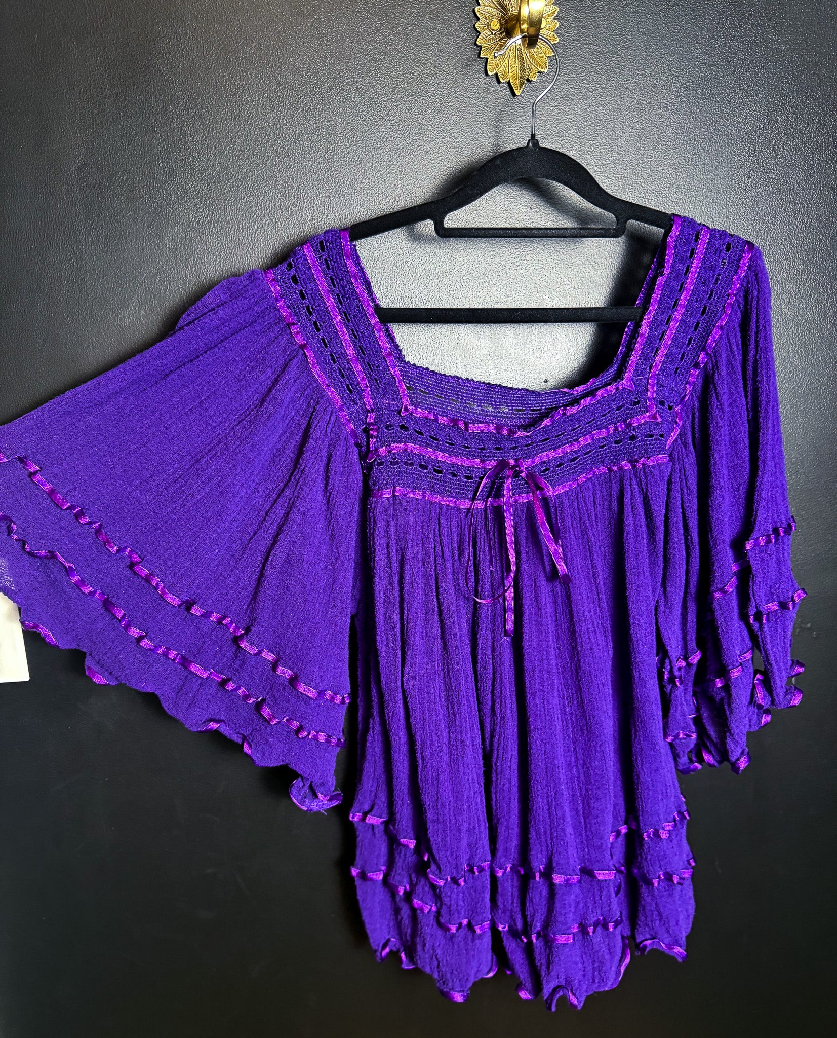 80's Purple Angel Sleeved Blouse