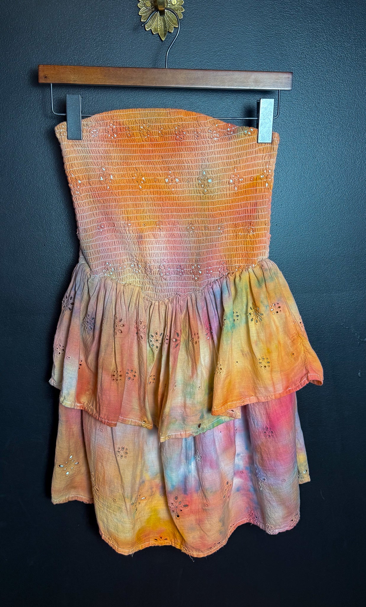 Tie Dyed Strapless Mini Dress