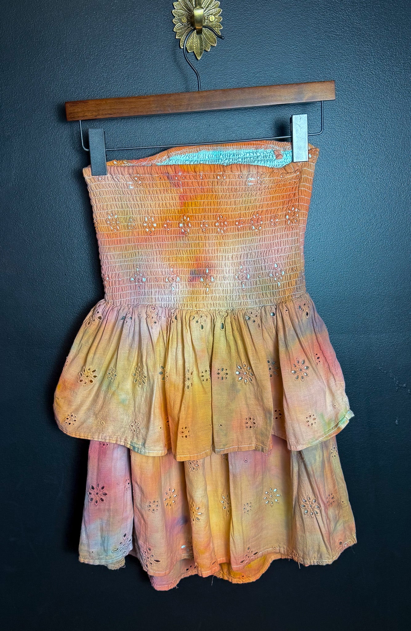 Tie Dyed Strapless Mini Dress