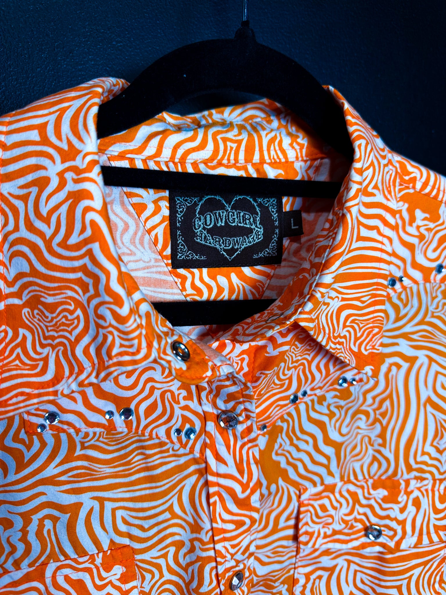 Cowgirl Hardware Trippy Orange Pearlsnap